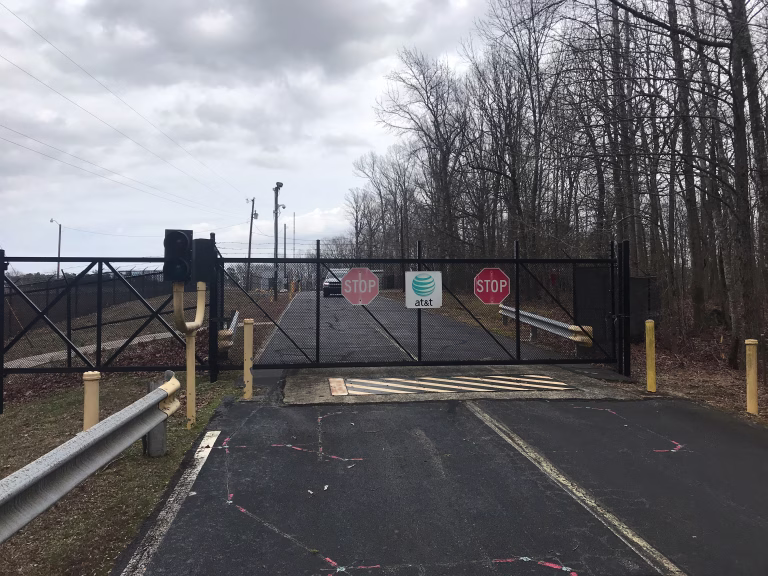 Gate at Big Hole Road Pittsboro AT&T Government Bunker
