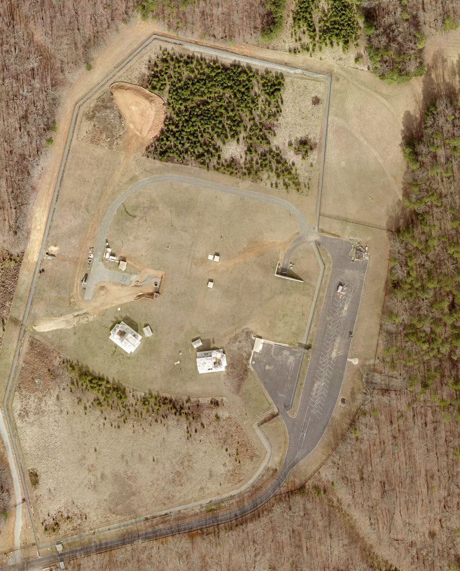 Aerial photograph of the AT&T Chatham site on Big Hole Road, Pittsboro NC, 2023