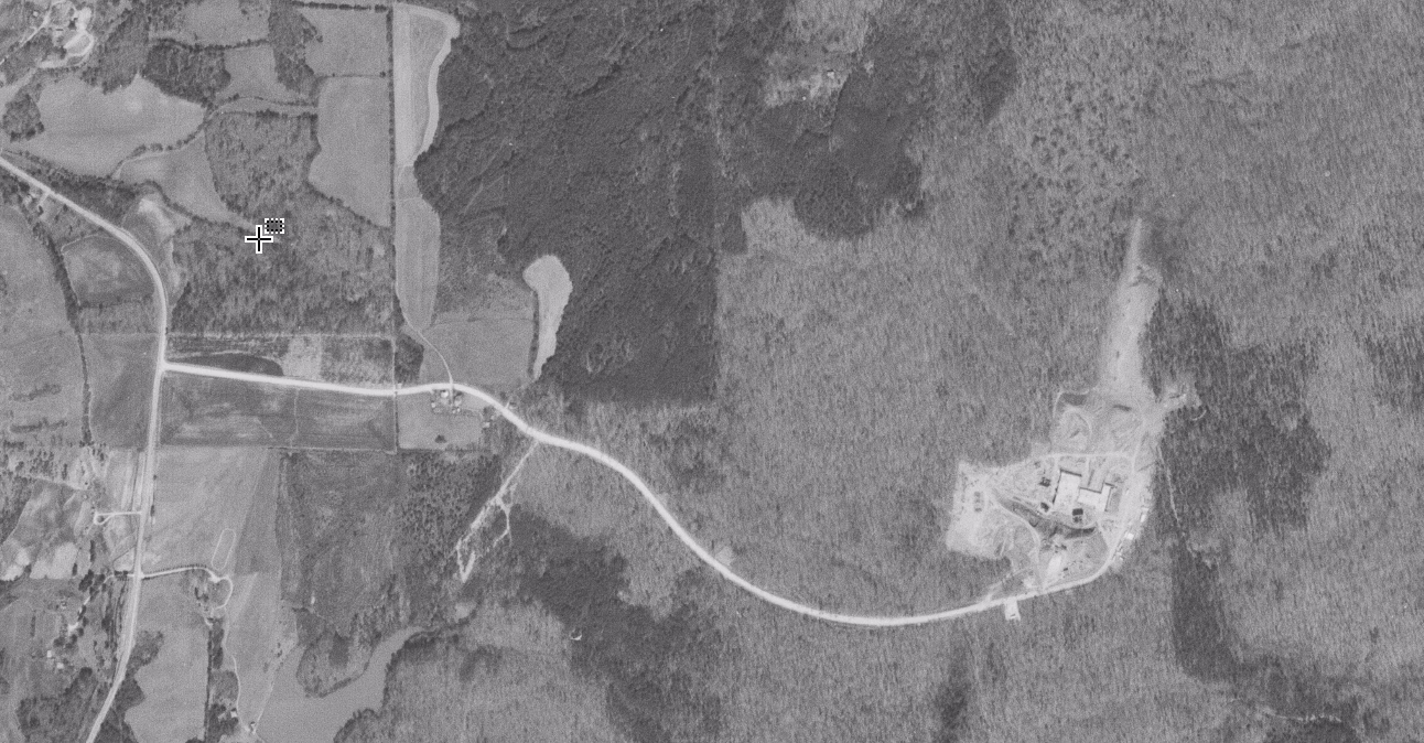 Aerial photograph of the AT&T Chatham construction site on Big Hole Road, March 1964